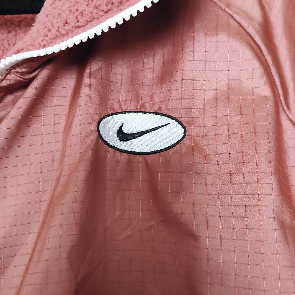 Nike Jacket Coat Reversible Boa Womens SZ M Oversized Fleece & Poly Big Swoosh - Picture 7 of 12